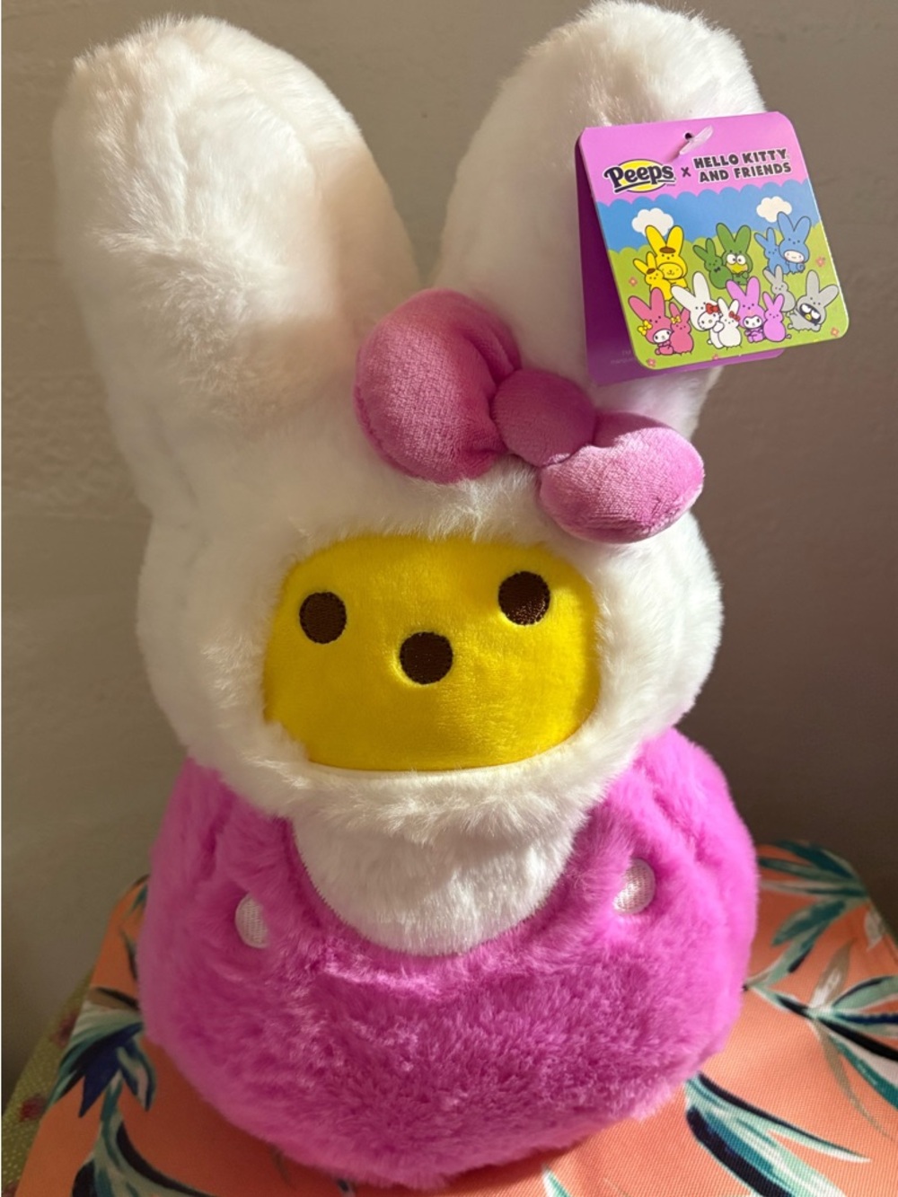 Sanrio Hello Kitty x Peeps White & Pink Bunny Plush with Yellow Face